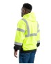 Berne HVF023   Men's Hi-Vis Class 3 Color Block Full-Zip Hooded Sweatshirt