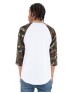 Shaka Wear SHRAGCM   Adult Three-Quarter Sleeve Camo Raglan T-Shirt