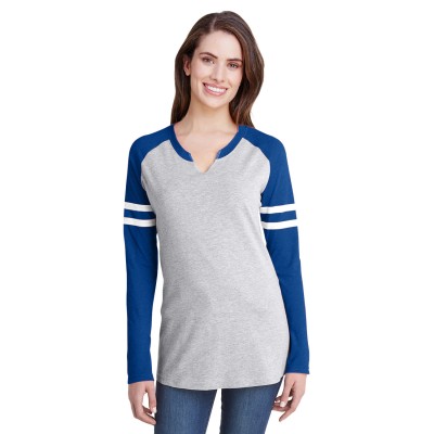 LAT 3534   Ladies' Gameday Mash-Up Long Sleeve Fine Jersey T-Shirt