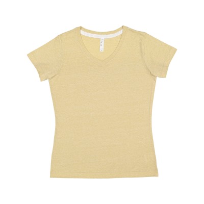 LAT 3591   Ladies' V-Neck Harborside Melange Jersey T-Shirt