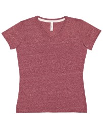 LAT 3591   Ladies' V-Neck Harborside Melange Jersey T-Shirt