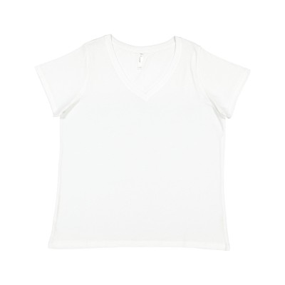 LAT 3817   Ladies' Curvy V-Neck Fine Jersey T-Shirt