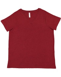 LAT 3817   Ladies' Curvy V-Neck Fine Jersey T-Shirt