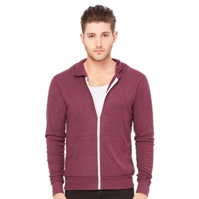 Bella + Canvas 3939   Unisex Triblend Full-Zip Lightweight Hoodie