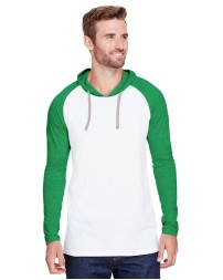 LAT 6917   Men's Hooded Raglan Long Sleeve Fine Jersey T-Shirt