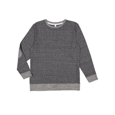 LAT 6965   Adult Harborside Melange French Terry Crewneck with Elbow Patches