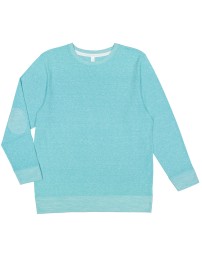 LAT 6965   Adult Harborside Melange French Terry Crewneck with Elbow Patches