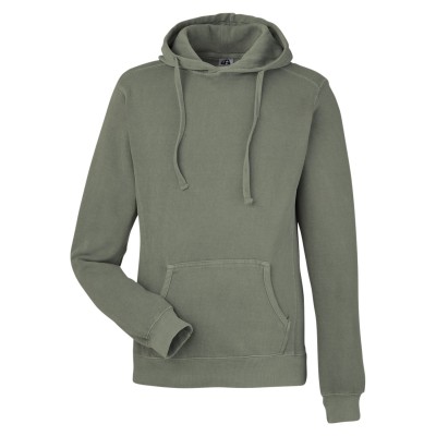 J America 8730JA   Unisex Pigment Dyed Fleece Hooded Sweatshirt