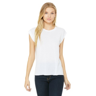 Bella + Canvas 8804   Ladies' Flowy Muscle T-Shirt with Rolled Cuff