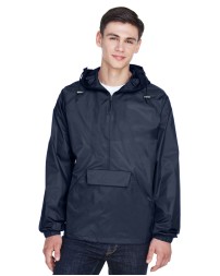 UltraClub 8925   Adult Quarter-Zip Hooded Pullover Pack-Away Jacket