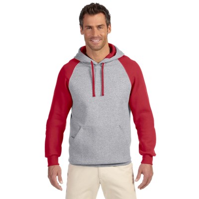 Jerzees 96CR   Adult NuBlend Colorblock Raglan Pullover Hooded Sweatshirt