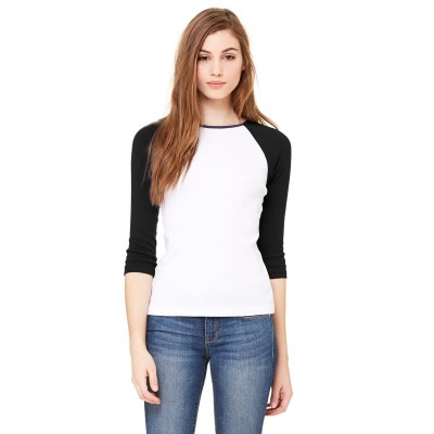 Bella + Canvas B2000   Ladies' Baby Rib 3/4-Sleeve Contrast Raglan T-Shirt