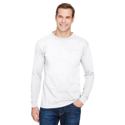 Bayside BA3055   Unisex Union-Made Long-Sleeve Pocket Crew T-Shirt