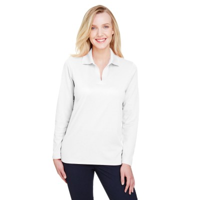 Devon & Jones DG20LW   CrownLux Performance Ladies' Plaited Long Sleeve Polo