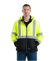 Berne HVJS206   Men's Hi-Vis Class 3 Hooded Softshell Jacket