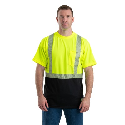 Berne HVK017   Unisex Hi-Vis Class 2 Color Blocked Pocket T-Shirt