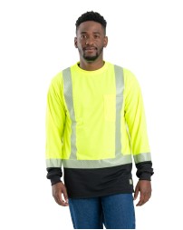 Berne HVK018   Men's Hi-Vis Class 3 Color Blocked Long-Sleeve T-Shirt