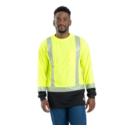 Berne HVK018   Men's Hi-Vis Class 3 Color Blocked Long-Sleeve T-Shirt