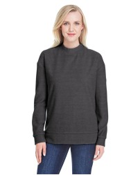 J America JA8428   Ladies' Weekend French Terry Mock Neck Crew