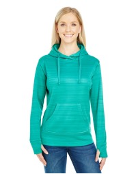 J America JA8662   Ladies' Odyssey Striped Poly Fleece Lapover Hood