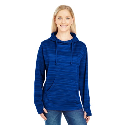 J America JA8662   Ladies' Odyssey Striped Poly Fleece Lapover Hood