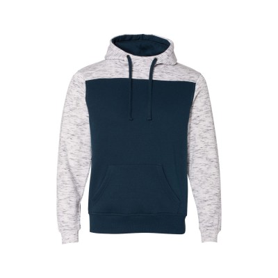 J America JA8676   Adult Melange Color Blocked Hooded Sweatshirt