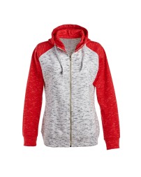 J America JA8679   Ladies' Melange Fleece 2-Tone Full-Zip Hooded Sweatshirt