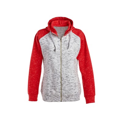 J America JA8679   Ladies' Melange Fleece 2-Tone Full-Zip Hooded Sweatshirt