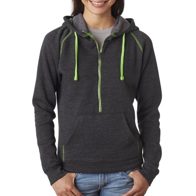 J America JA8876   Ladies' Triblend Half-Zip Fleece Hood