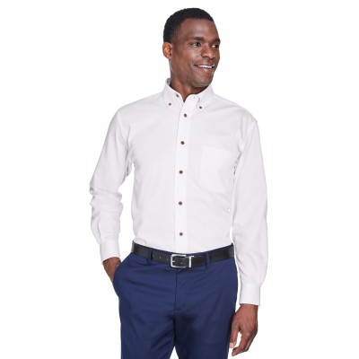 Harriton M500   Men's Easy Blend Long-Sleeve Twill Shirt with Stain-Release