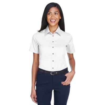 Harriton M500SW   Ladies' Easy Blend Short-Sleeve Twill Shirt with Stain-Release