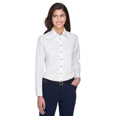 Harriton M500W   Ladies' Easy Blend Long-Sleeve Twill Shirt with Stain-Release