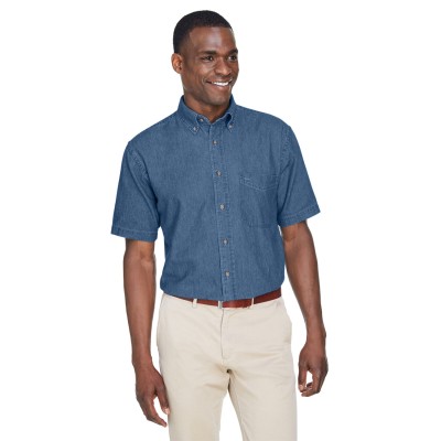 Harriton M550S   Men's Short-Sleeve Denim Shirt