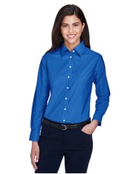 Harriton M600W   Ladies' Long-Sleeve Oxford with Stain-Release