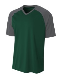 A4 N3373   Adult Polyester V-Neck Strike Jersey with Contrast Sleeve