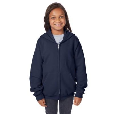 Hanes P480   Youth EcoSmart Full-Zip Hooded Sweatshirt