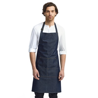 Artisan Collection by Reprime RP126   Unisex Jeans Stitch Denim Bib Apron