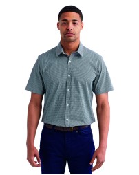 Artisan Collection by Reprime RP221   Mens Microcheck Gingham Short-Sleeve Cotton Shirt