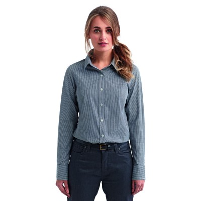 Artisan Collection by Reprime RP320   Ladies' Microcheck Gingham Long-Sleeve Cotton Shirt