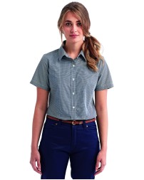 Artisan Collection by Reprime RP321   Ladies' Microcheck Gingham Short-Sleeve Cotton Shirt