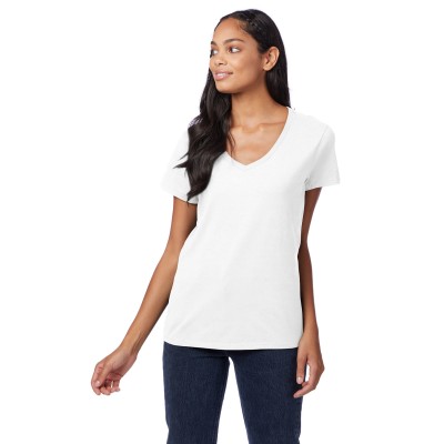 Hanes S04V   Ladies' Perfect-T V-Neck T-Shirt