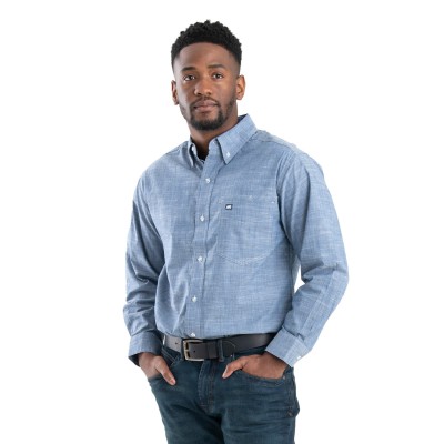 Berne SH28   Men's Foreman Flex180 Chambray Button-Down Woven Shirt