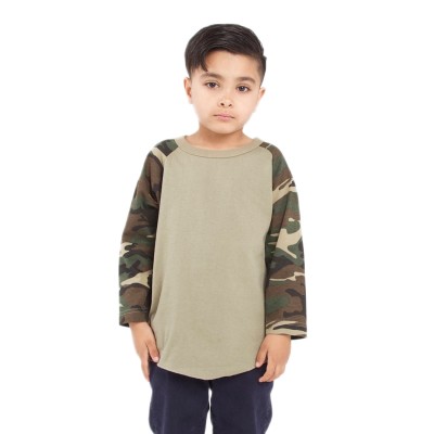 Shaka Wear SHRAGCY   Youth Three-Quarter Sleeve Camo Raglan T-Shirt