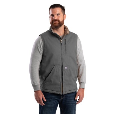 Berne V818   Men's Heartland Sherpa-Lined Washed Duck Vest